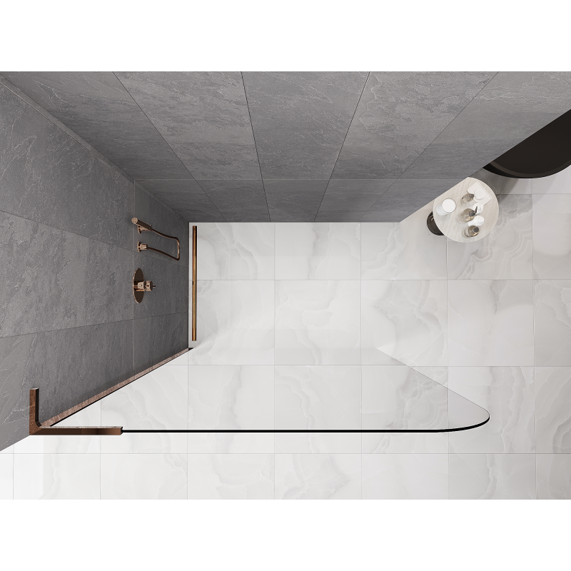 Mexen Kioto-P L ścianka prysznicowa Walk-in 70 x 200 cm, transparent 8 mm, złota szczotkowana - 800-070-103-55-00-P