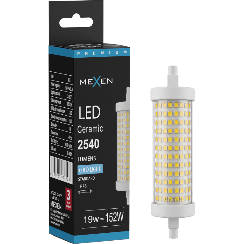 Mexen Vega żarówka LED R7S, 19W, Zimna - 6500K, 2540 lm - L126-R7S-1965-02