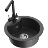 Mexen Diego zlewozmywak granitowy 1-komorowy z baterią kuchenną Duero, czarny nakrapiany - 6512-76-671600-70