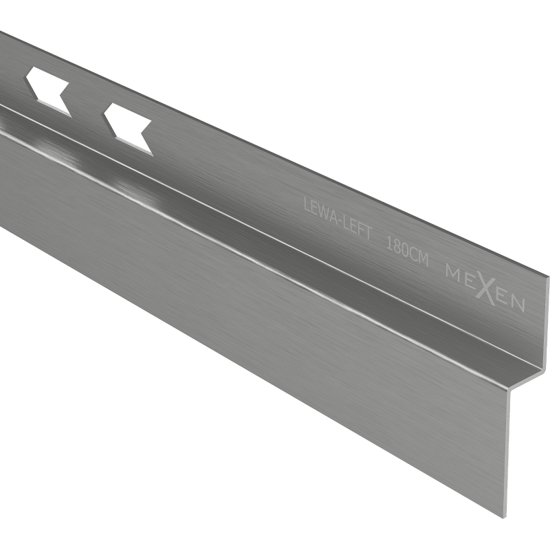 Mexen Line-B listwa spadkowa przyścienna 180 cm lewa, gun gray szczotkowany - 186602180L