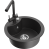 Mexen Diego zlewozmywak granitowy 1-komorowy z baterią kuchenną Duero, czarny nakrapiany - 6512-76-671600-76