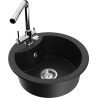 Mexen Diego zlewozmywak granitowy 1-komorowy z baterią kuchenną Duero, czarny - 6512-77-671600-00