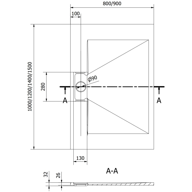 Mexen Egon brodzik prostokątny SMC 100 x 90 cm, szary - 4R619010