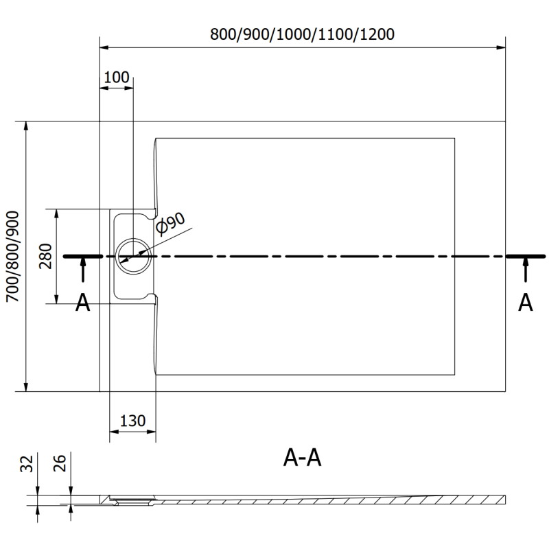 Mexen Otto brodzik prostokątny SMC 120 x 80 cm, szary - 4N618012