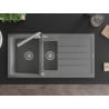 Mexen Andres zlewozmywak granitowy 1,5-komorowy z ociekaczem i baterią kuchenną Duero, szary - 6515-71-671600-00