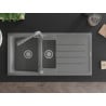 Mexen Andres zlewozmywak granitowy 1,5-komorowy z ociekaczem i baterią kuchenną Duero, szary - 6515-71-671600-71
