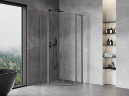Mexen Mist L kabina prysznicowa półokrągła uchylna 90 x 90 cm, transparent, gun metal - 8A32L-090-090-95-00