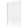 Mexen Mist parawan nawannowy 2-skrzydłowy lewy 120 x 150 cm, transparent, biały - 8A9-120-002-20-00-L