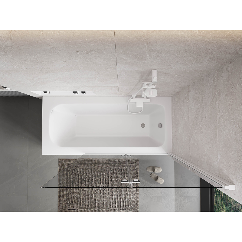 Mexen Mist parawan nawannowy 2-skrzydłowy prawy 120 x 150 cm, transparent, biały - 8A9-120-002-20-00-P