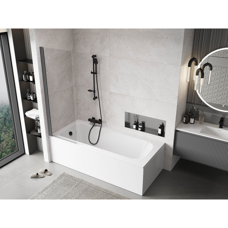 Mexen Mist parawan nawannowy 1-skrzydłowy 60 x 150 cm, transparent, gun gray szczotkowany - 8A9-060-001-66-00