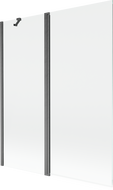 Mexen Mist parawan nawannowy 2-skrzydłowy 140 x 150 cm, transparent, gun gray szczotkowany - 8A9-140-011-66-00