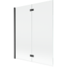 Mexen Mist parawan nawannowy 2-skrzydłowy lewy 140 x 150 cm, transparent, gun gray szczotkowany - 8A9-140-002-66-00-L
