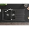 Mexen Andres zlewozmywak granitowy 1,5-komorowy z ociekaczem i baterią kuchenną Duero, czarny nakrapiany - 6515-76-671600-00