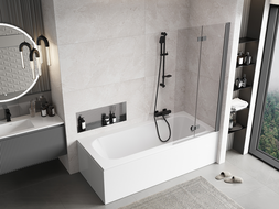 Mexen Mist parawan nawannowy 2-skrzydłowy prawy 80 x 150 cm, transparent, gun metal - 8A9-080-002-95-00-P