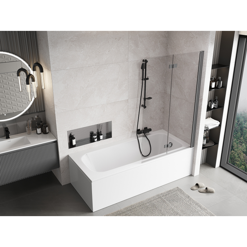 Mexen Mist parawan nawannowy 2-skrzydłowy prawy 100 x 150 cm, transparent, gun metal - 8A9-100-002-95-00-P