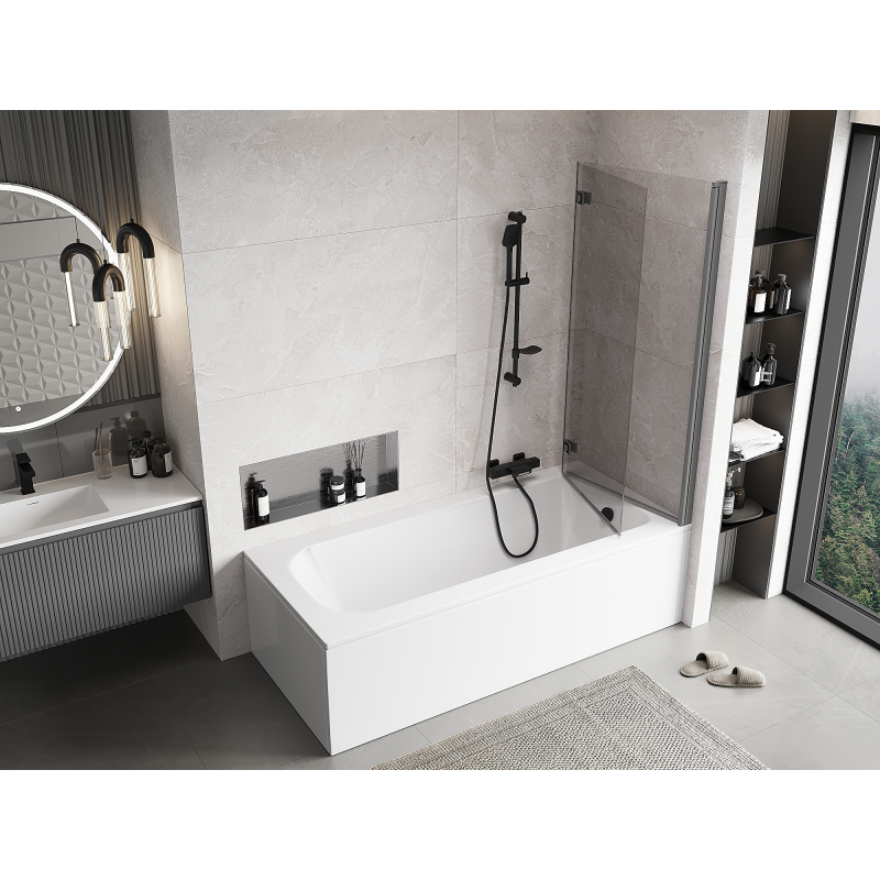 Mexen Mist parawan nawannowy 2-skrzydłowy prawy 140 x 150 cm, transparent, gun metal - 8A9-140-002-95-00-P