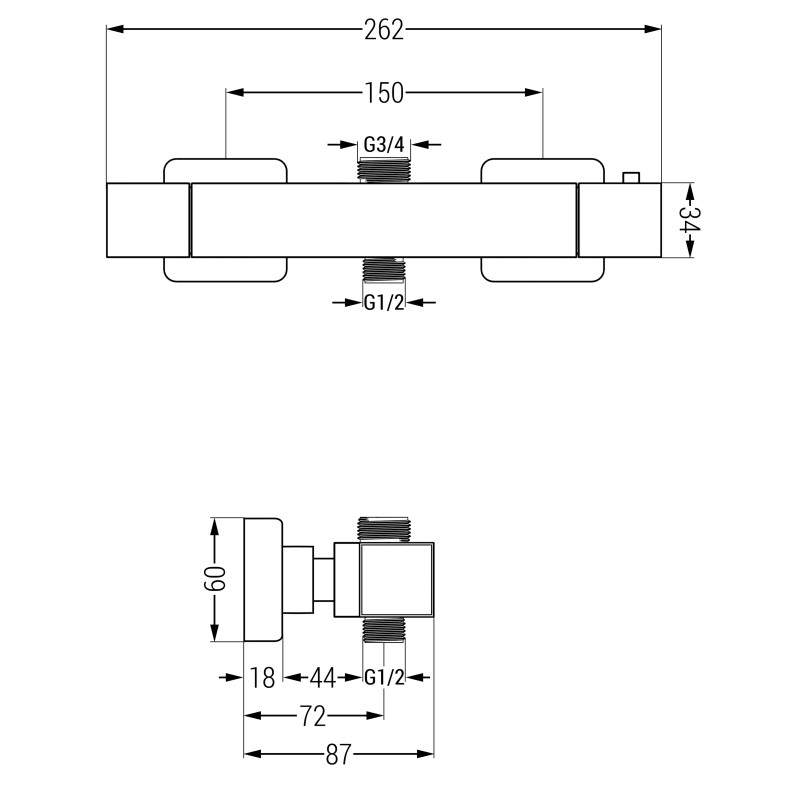 Mexen Cube termostatyczna bateria prysznicowa,  gun gray szczotkowany - 77250-66