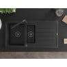 Mexen Andres zlewozmywak granitowy 1,5-komorowy z ociekaczem i baterią kuchenną Duero, czarny - 6515-77-671600-70-B