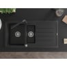 Mexen Andres zlewozmywak granitowy 1,5-komorowy z ociekaczem i baterią kuchenną Duero, czarny - 6515-77-671600-70