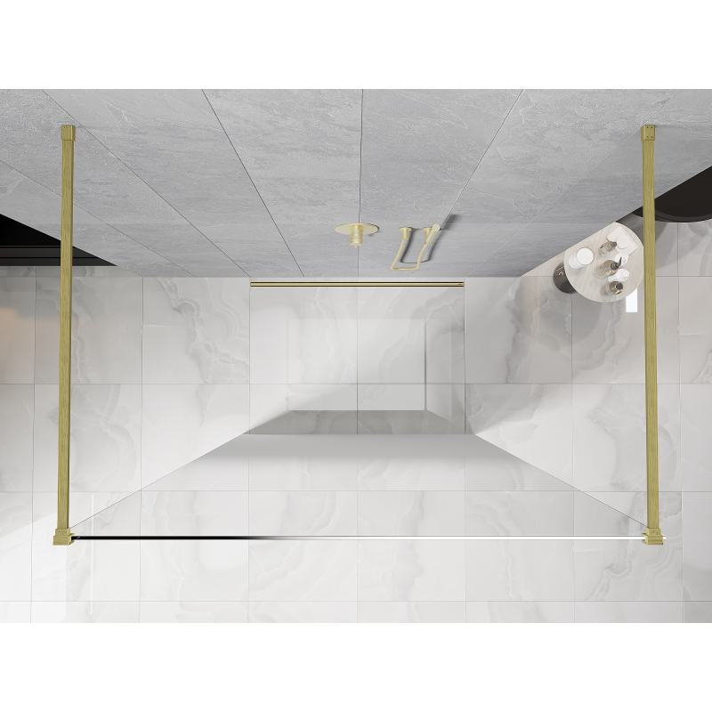 Mexen Kioto ścianka prysznicowa wolnostojąca 100 x 200 cm, ombre biała 8 mm, złota szczotkowana - 800-100-002-55-86