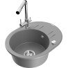 Mexen Kevin zlewozmywak granitowy 1-komorowy z ociekaczem i baterią kuchenną Duero, szary - 6517-71-671600-00