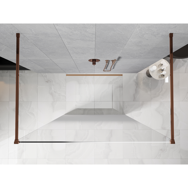 Mexen Kioto ścianka prysznicowa wolnostojąca 130 x 200 cm, ombre biała 8 mm, różowe złoto - 800-130-002-60-86