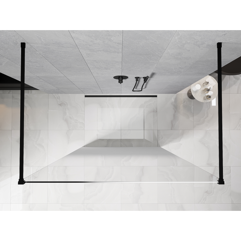 Mexen Kioto ścianka prysznicowa wolnostojąca 100 x 200 cm, ombre biała 8 mm, czarna - 800-100-002-70-86