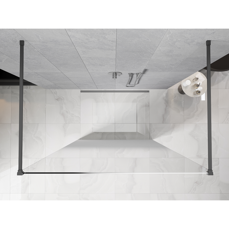 Mexen Kioto ścianka prysznicowa wolnostojąca 130 x 200 cm, ombre biała 8 mm, gun metal - 800-130-002-95-86
