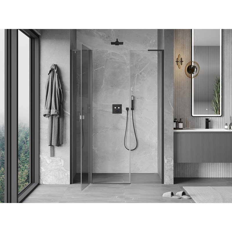 Mexen Mist L drzwi prysznicowe uchylne 155 cm, transparent, gun metal - 8A4L-155-001-95-00