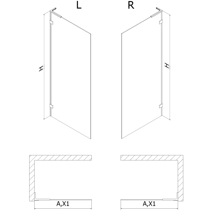 Mexen Lunar L ścianka prysznicowa Walk-in prawa 60 x 200 cm, transparent 8 mm, miedź szczotkowana - 830L-060-000-65-00-P