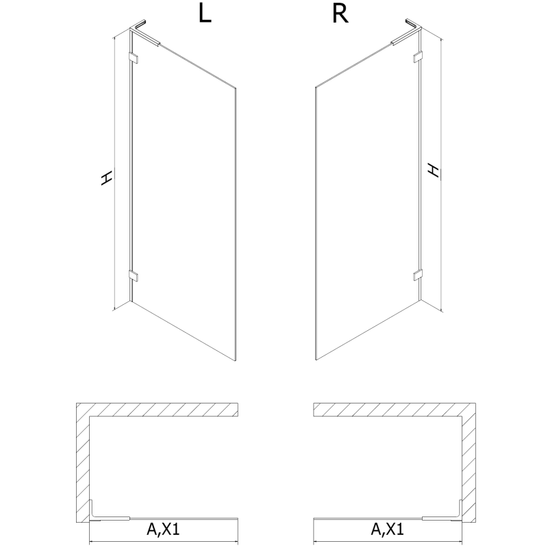 Mexen Lunar L ścianka prysznicowa Walk-in prawa 100 x 200 cm, transparent 8 mm, gun metal - 830L-100-000-95-00-P