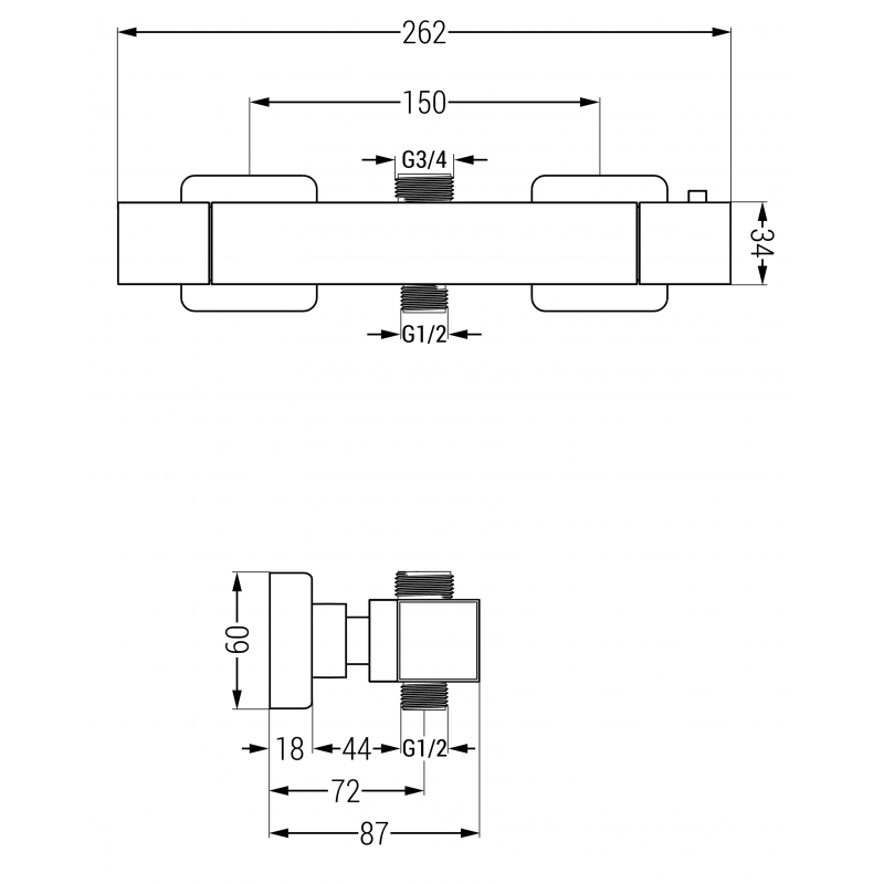 Mexen Cube termostatyczna bateria prysznicowa, czarna - 77250-70