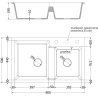 Mexen Tomas zlewozmywak granitowy 2-komorowy z baterią kuchenną Duero, szary - 6516-71-671600-00