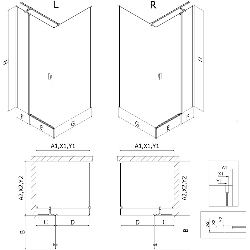 Mexen Mist T kabina prysznicowa uchylna 105 x 110 cm, transparent, biała - 8A4T-105-110-20-00