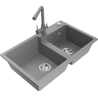 Mexen Tomas zlewozmywak granitowy 2-komorowy z baterią kuchenną Duero, szary - 6516-71-671600-71