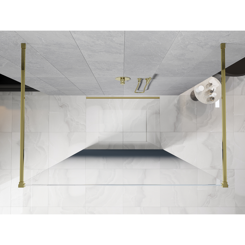 Mexen Kioto ścianka prysznicowa wolnostojąca 120 x 200 cm, ombre niebieska 8 mm, złota - 800-120-002-50-46