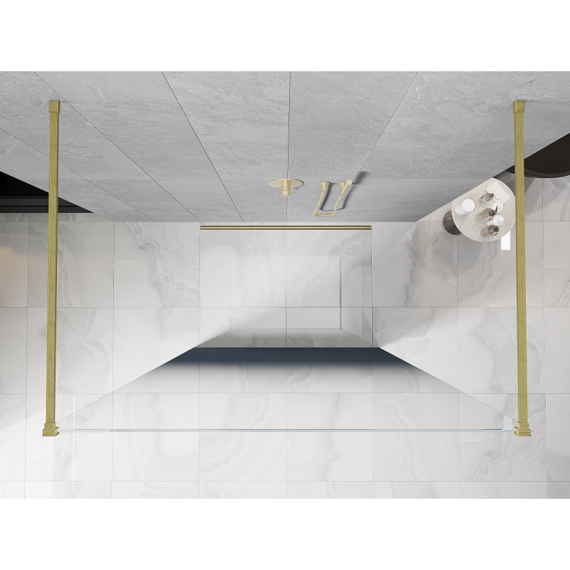 Mexen Kioto ścianka prysznicowa wolnostojąca 120 x 200 cm, ombre niebieska 8 mm, złota szczotkowana - 800-120-002-55-46