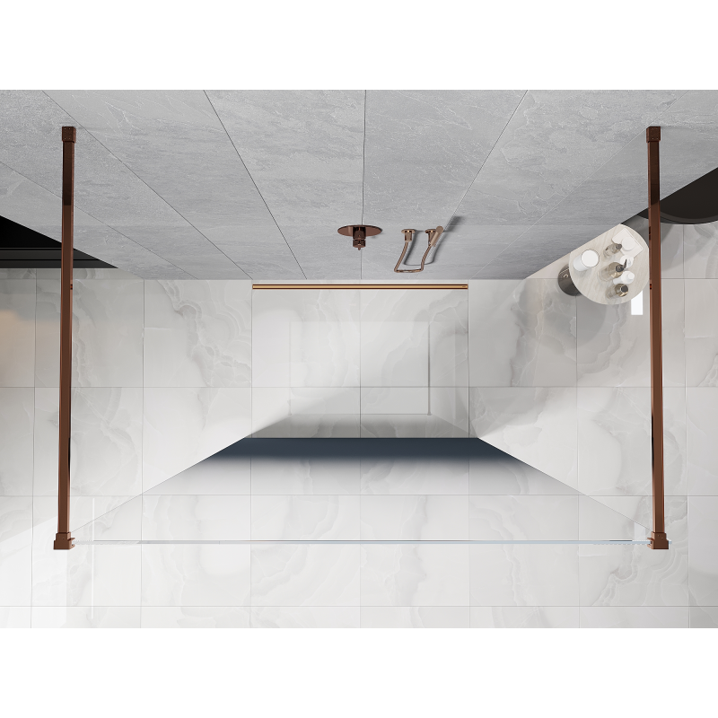 Mexen Kioto ścianka prysznicowa wolnostojąca 150 x 200 cm, ombre niebieska 8 mm, różowe złoto - 800-150-002-60-46