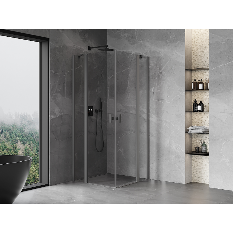 Mexen Mist Duo kabina prysznicowa uchylna 70 x 70 cm, transparent, gun metal - 8A4-070-070-95-00