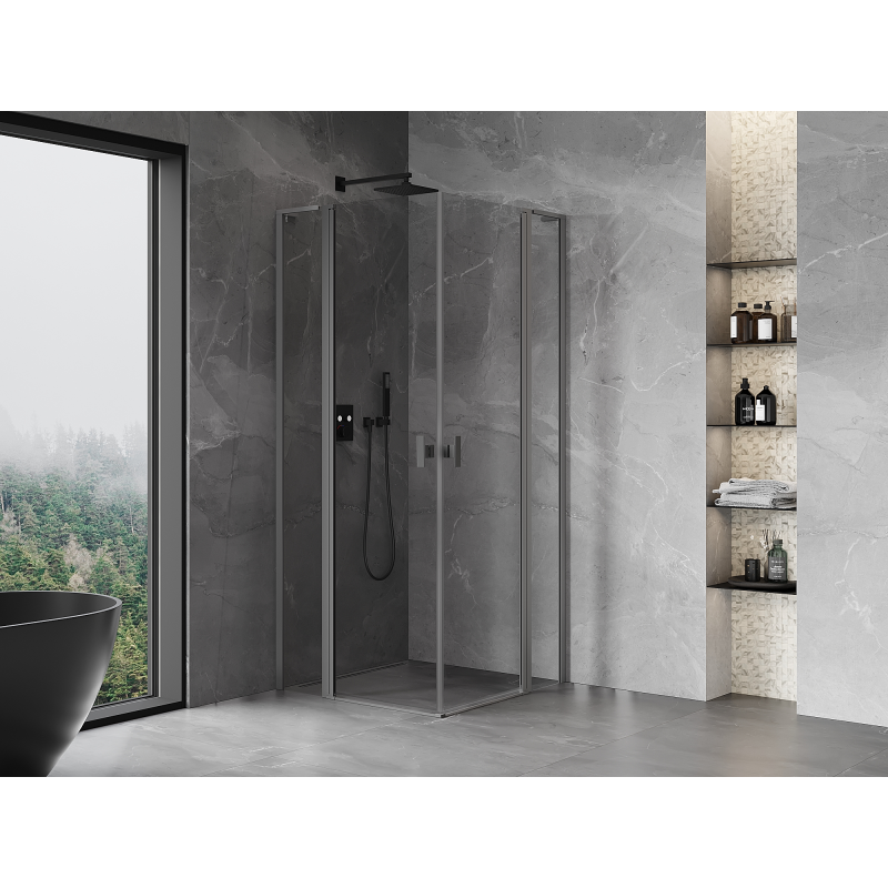 Mexen Mist L Duo kabina prysznicowa uchylna 105 x 105 cm, transparent, gun metal - 8A4L-105-105-95-00