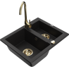 Mexen Carlos zlewozmywak granitowy 1,5-komorowy z baterią kuchenną Telma, czarny - 6518-77-670200-50
