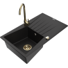 Mexen Cesar zlewozmywak granitowy 1-komorowy z ociekaczem i baterią kuchenną Telma, czarny - 6514-77-670200-50
