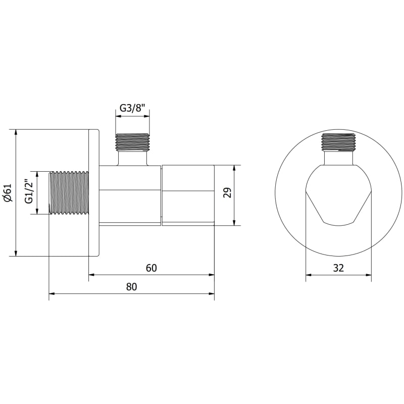Mexen T zawór kątowy do baterii 1/2"x3/8", miedź szczotkowana - 79973-65
