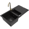 Mexen Matias zlewozmywak granitowy 1,5-komorowy z ociekaczem i baterią kuchenną Telma, czarny - 6502-77-670200-50-B