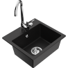 Mexen Milo zlewozmywak granitowy 1-komorowy z baterią kuchenną Telma, czarny - 6505-77-670200-00