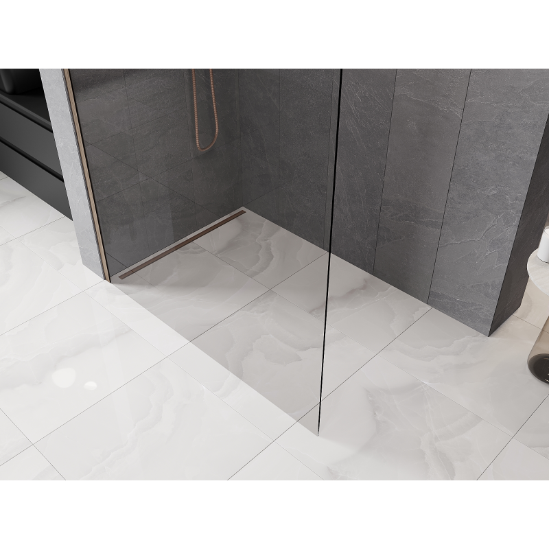 Mexen Kioto ścianka prysznicowa Walk-in 70 x 200 cm, transparent 8 mm, brąz szczotkowany - 800-070-101-33-00