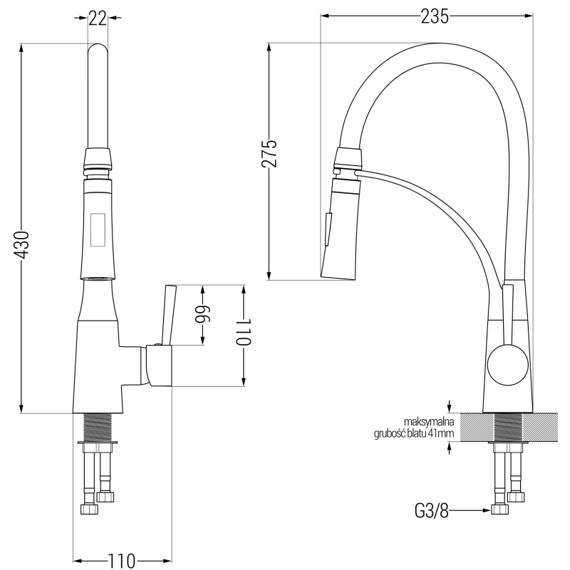 Mexen Aster bateria kuchenna, złota/czarna - 73450-57