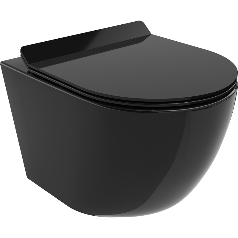 Mexen Lena miska wc Rimless z deską wolnoopadającą slim, duroplast, czarna połysk - 30224070