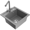 Mexen Vito zlewozmywak granitowy 1-komorowy z baterią kuchenną Duero, szary - 6503-71-671600-71