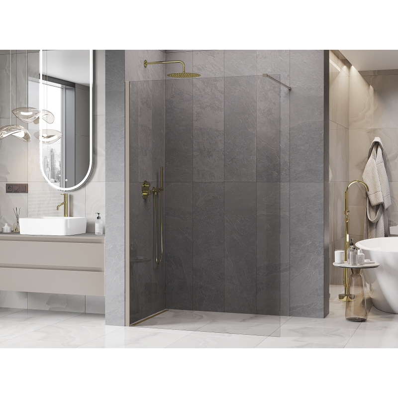 Mexen Kioto ścianka prysznicowa Walk-in 130 x 200 cm, transparent 8 mm, kaszmir - 800-130-101-41-00